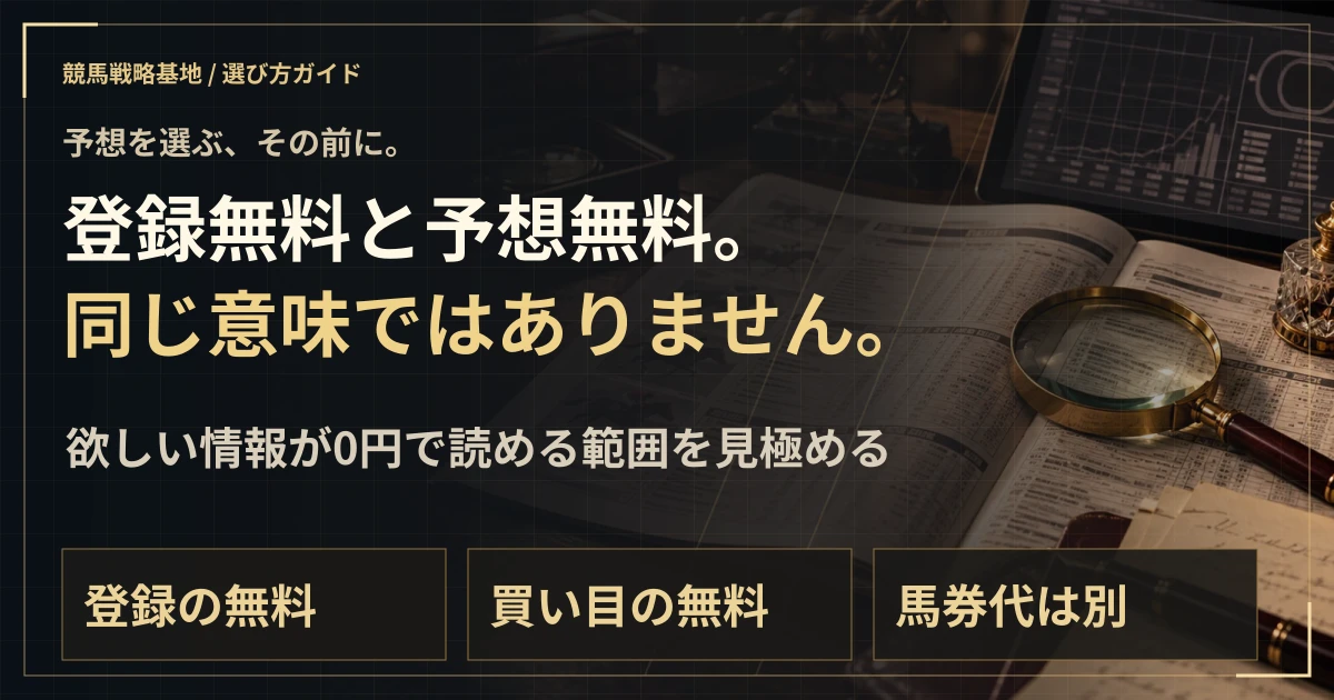 「登録無料」と「予想無料」は、どこが違う?の解説ビジュアル